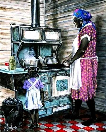 Grandma-grandchild at stove via Katheren Branch